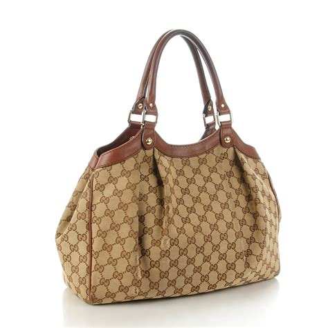 gucci sukey medium tote brown|GUCCI Monogram Medium Sukey Tote Dark Brown.